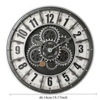 Large Retro Wall Clock Moving Gears Silent