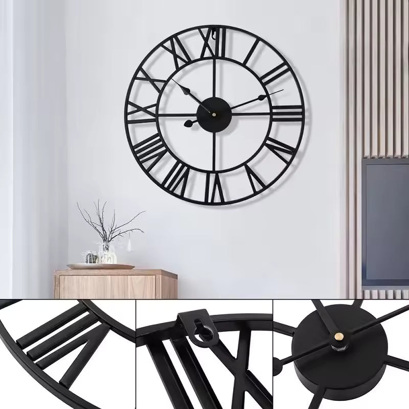 Large Retro Metal Wall Clock
