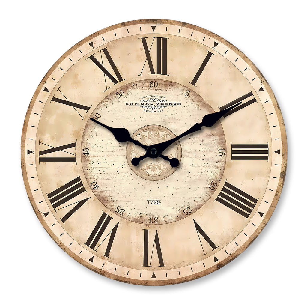 American Retro Large Wooden Wall Clock