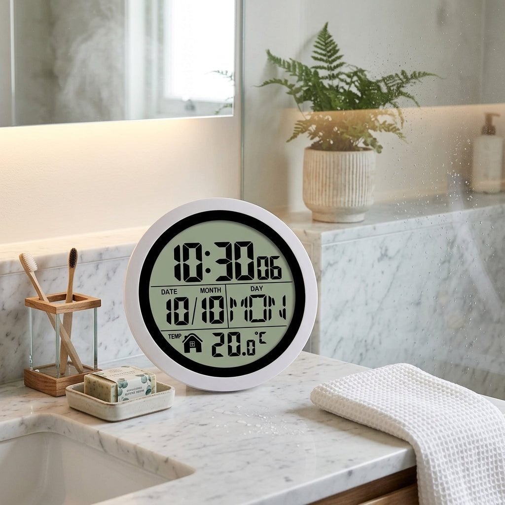 Electronic Shower Wall Clock - Waterproof