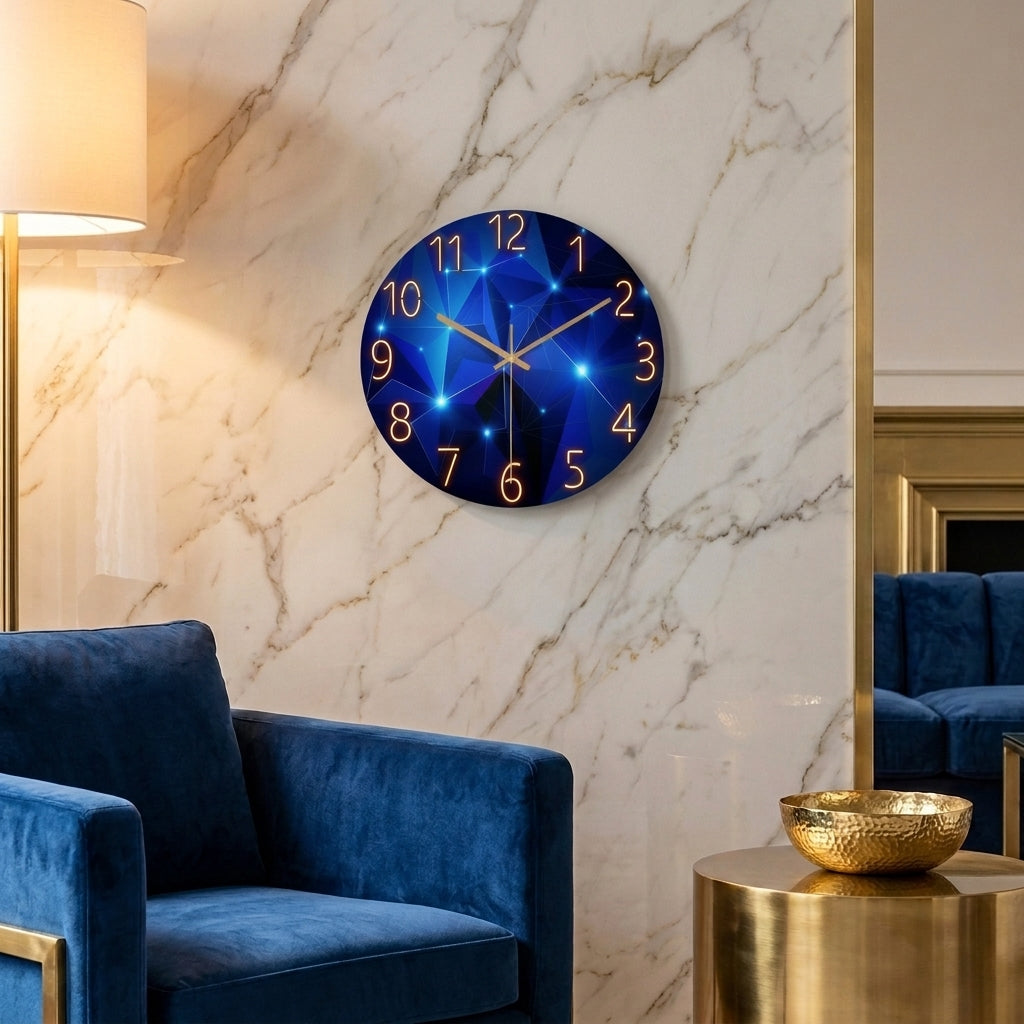 Dark Blue Thickened Glass - Living Room Galaxy Edition Wall Clock