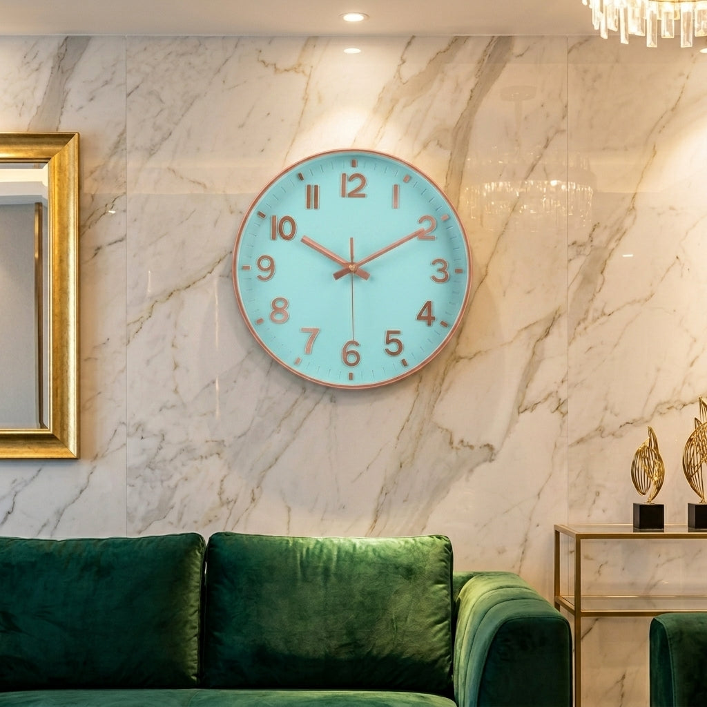 Classic Quartz Wall Clock - Living Room - Light Blue