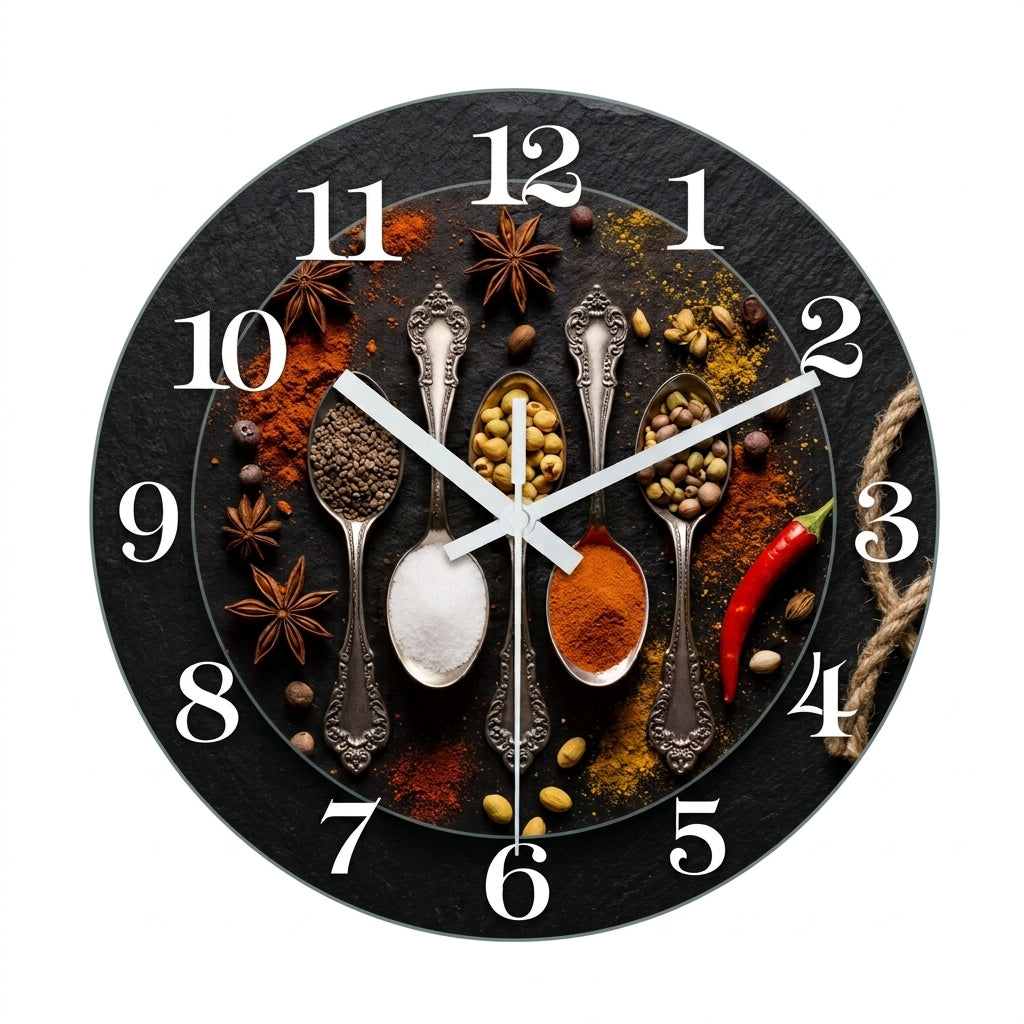 Marble-Patterned Wooden Wall Clock
