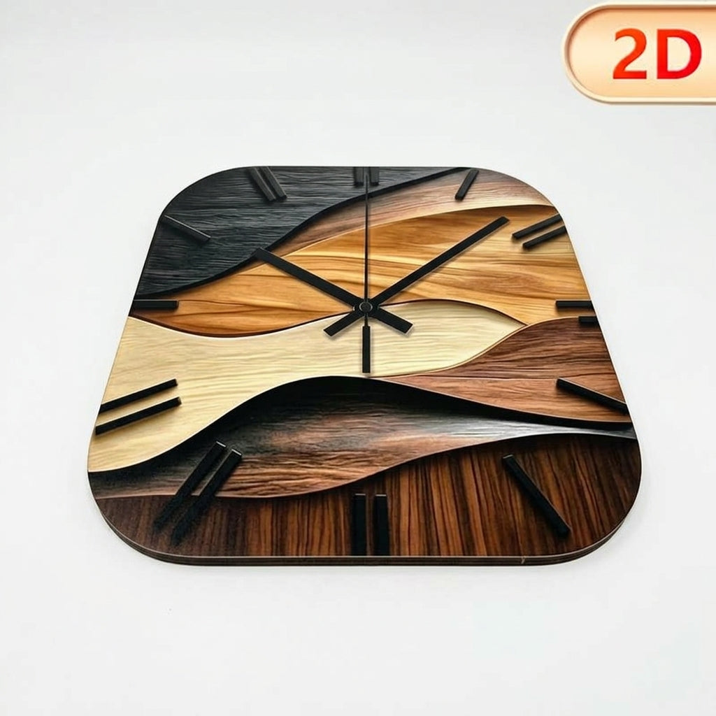 2D Square Nordic Minimalist Round Wall Clock – Silent Sweep Quartz