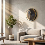 Modern Moon Wall Clock For Living Room - Round Background Lighting