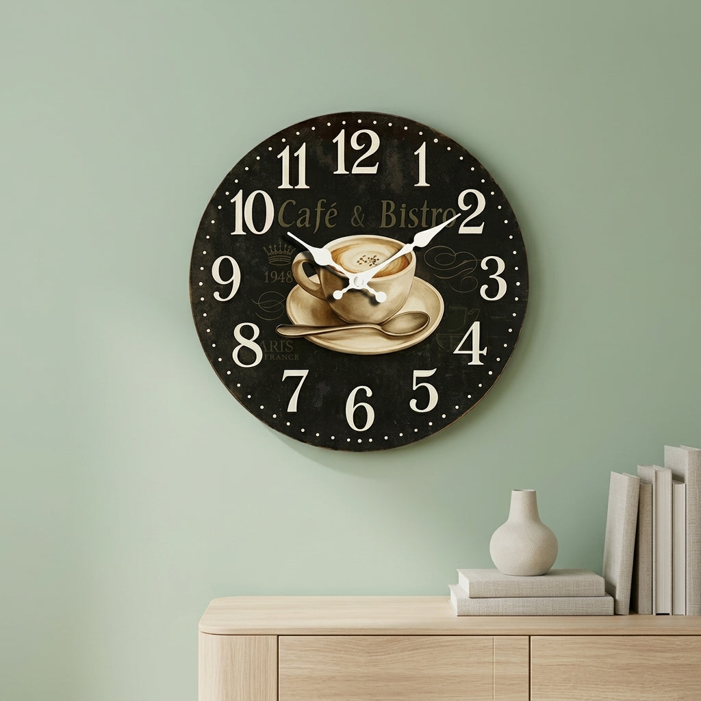 Kitchen Wall Clock Coffee Illustration