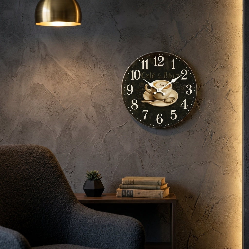 Kitchen Wall Clock Coffee Illustration