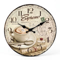 European Retro Coffee Cup Wooden Wall Clock