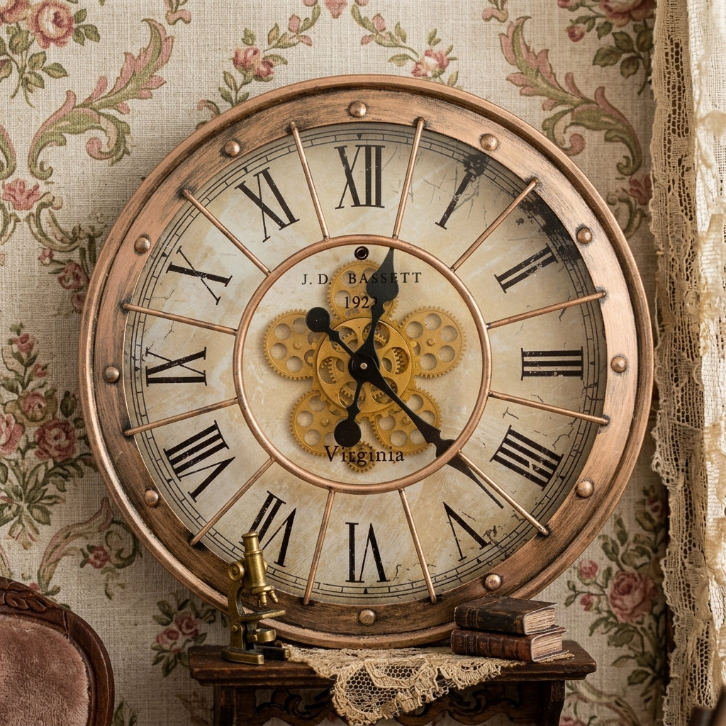 American Vintage Gear Metal Wall Clock - Antique