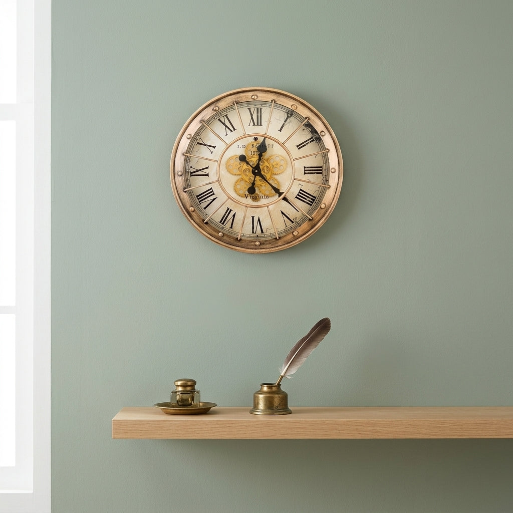 American Vintage Gear Metal Wall Clock - Antique