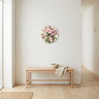 Retro Pink Rose Wall Clock For Living Room–  Silent Quartz