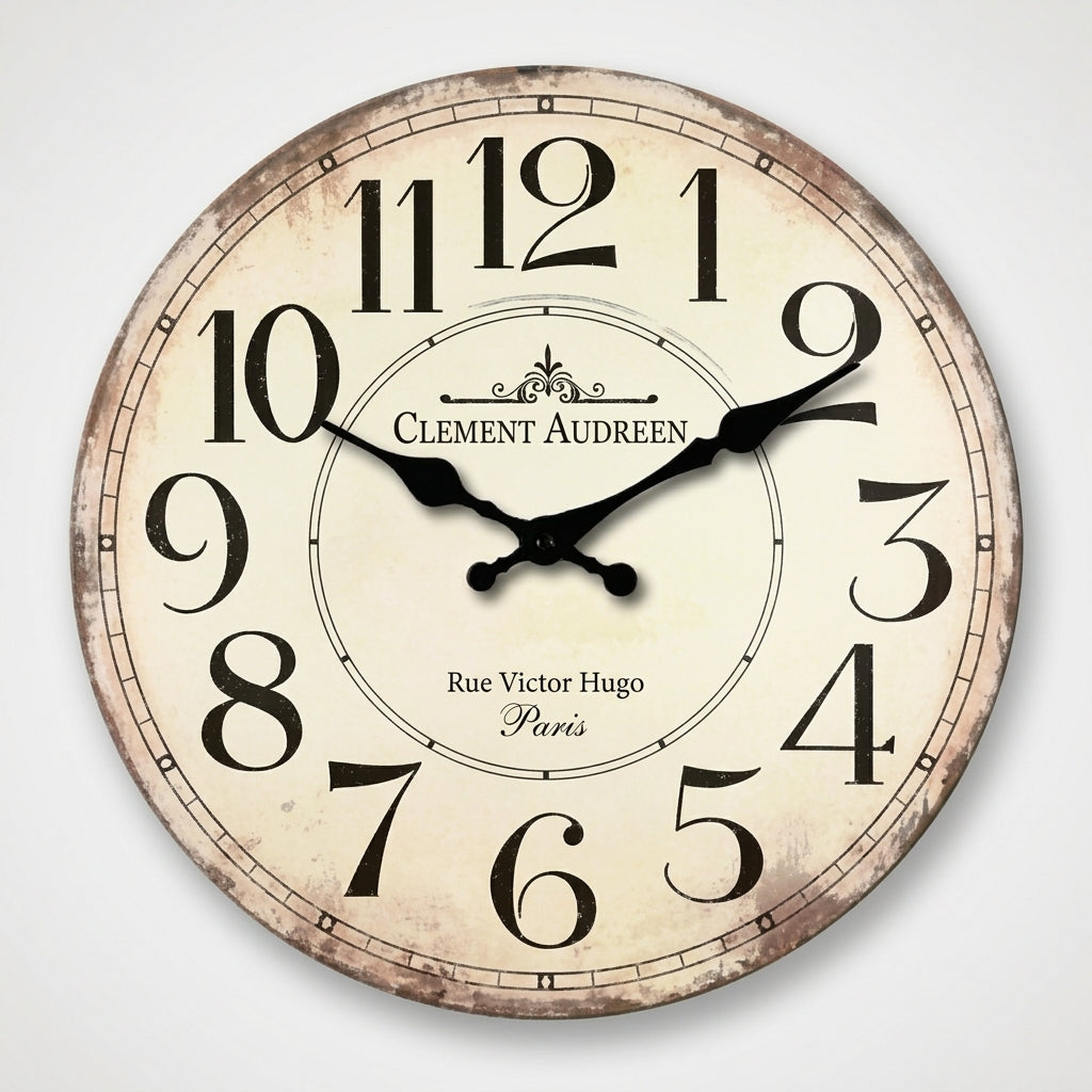 French Retro Still Life Wooden Wall Clock