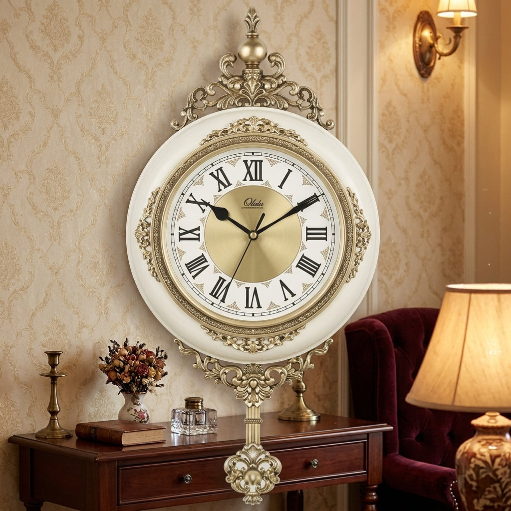 Retro European Wall Clock, Silent Acrylic Clock with Portrait Design