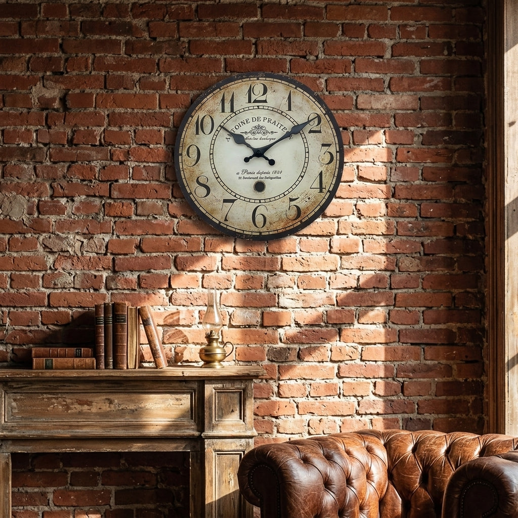 Retro "Antoine De Praiteon a Paris Depuis 1801" Wooden Wall Clock - Antique