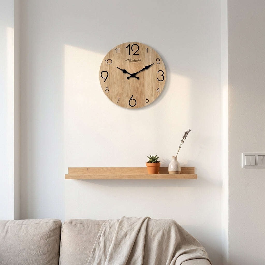 Modern Wood Grain Texture Wooden Wall Clock