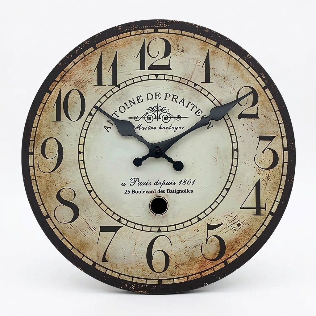 Retro "Antoine De Praiteon a Paris Depuis 1801" Wooden Wall Clock - Antique