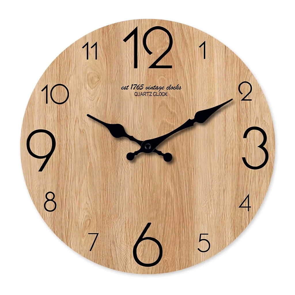Modern Wood Grain Texture Wooden Wall Clock