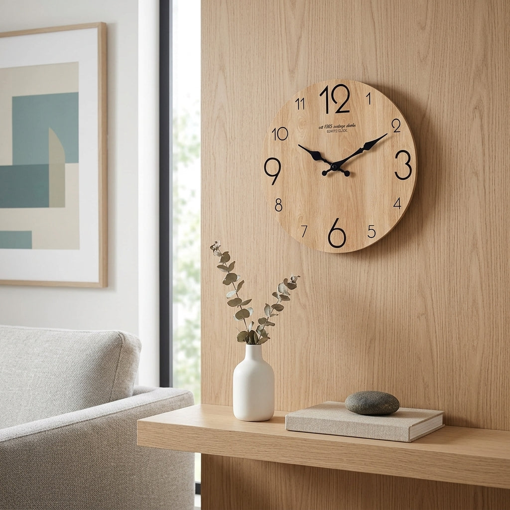 Modern Wood Grain Texture Wooden Wall Clock