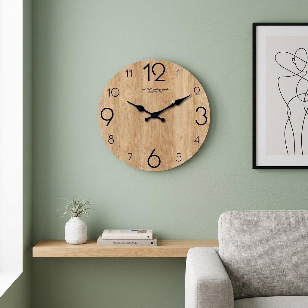 Modern Wood Grain Texture Wooden Wall Clock
