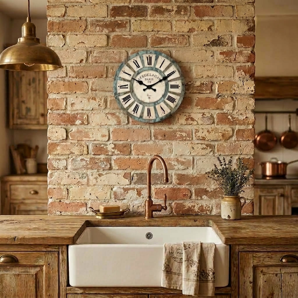 Vintage Wooden Wall Clock, Silent Quartz