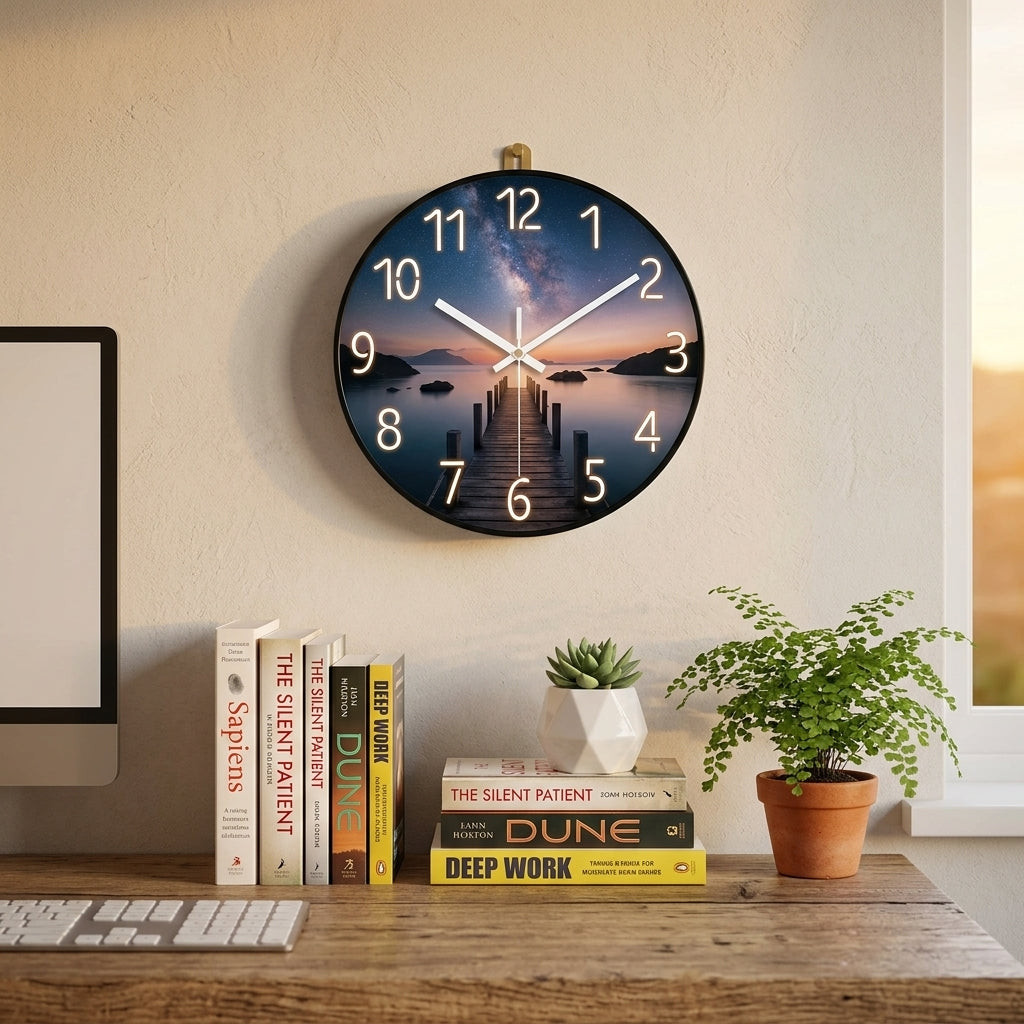 Sunset Wooden Wall Clock For Living Room