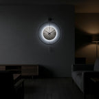 Large Modern Grey Wall Clock LED Light Pendulum