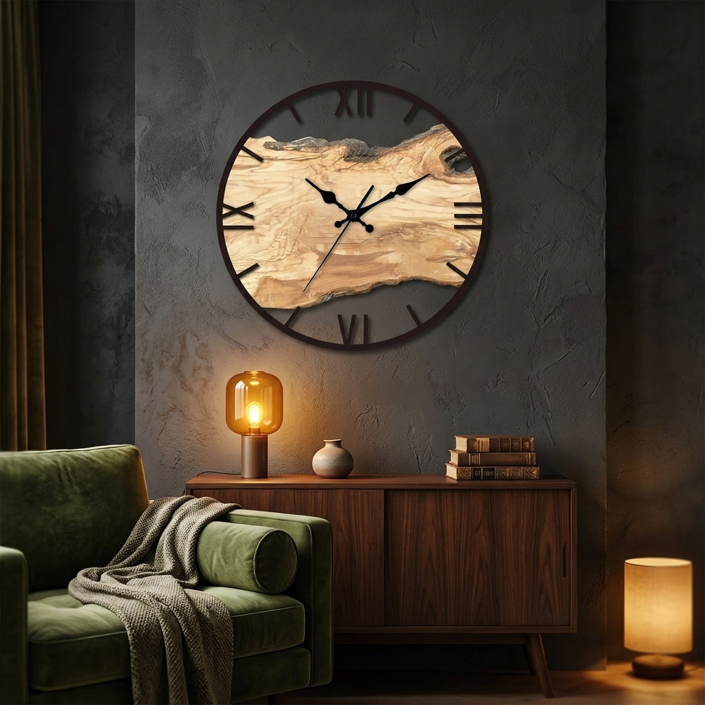 Modern Minimalist Acrylic Wood Grain Wall Clock