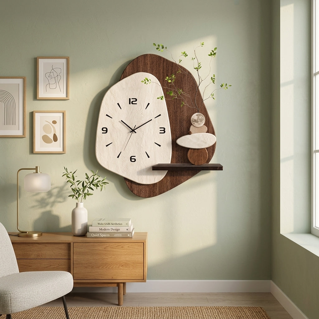 Medieval Decorative Painting Stone Texture Wall Clock