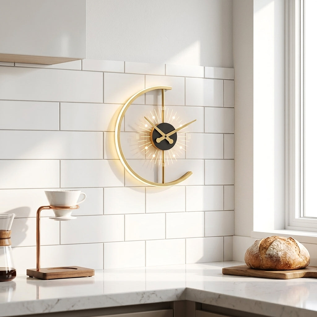 Modern Nordic LED Clock Wall Lamp