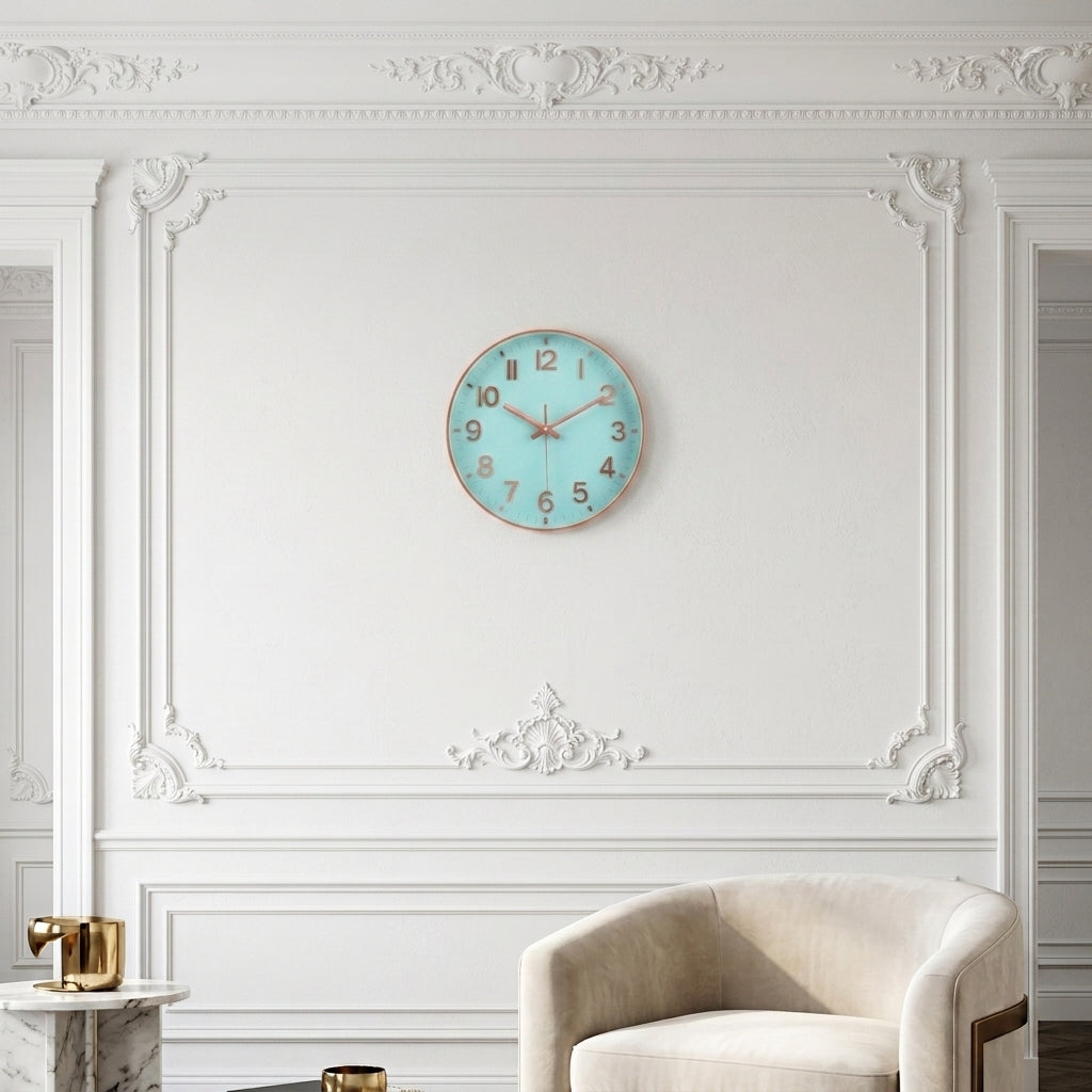 Classic Quartz Wall Clock - Living Room - Light Blue