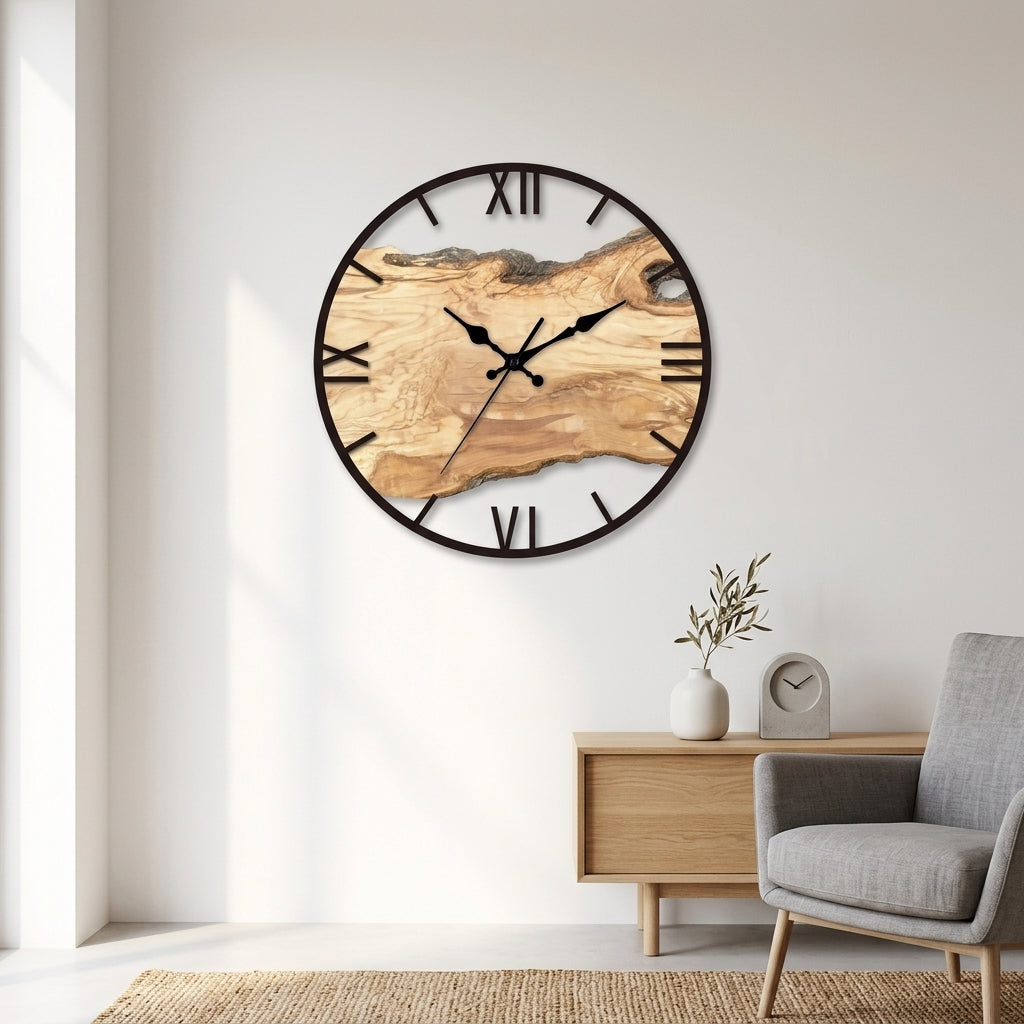 Modern Minimalist Acrylic Wood Grain Wall Clock