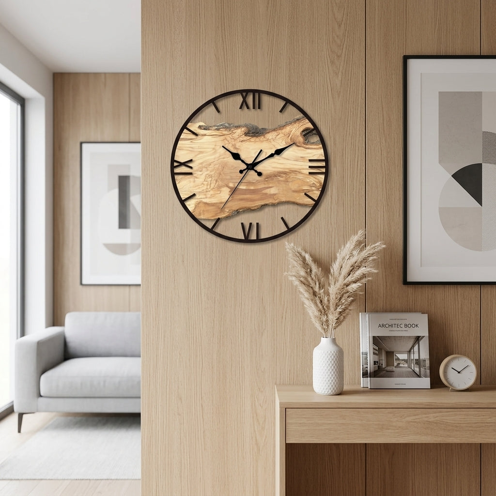 Modern Minimalist Acrylic Wood Grain Wall Clock