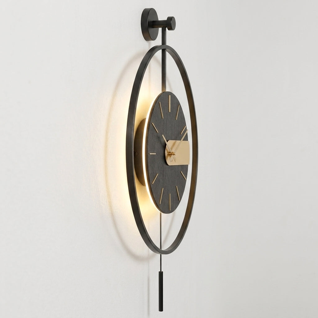 Large Modern Wall Clock LED Light Pendulum