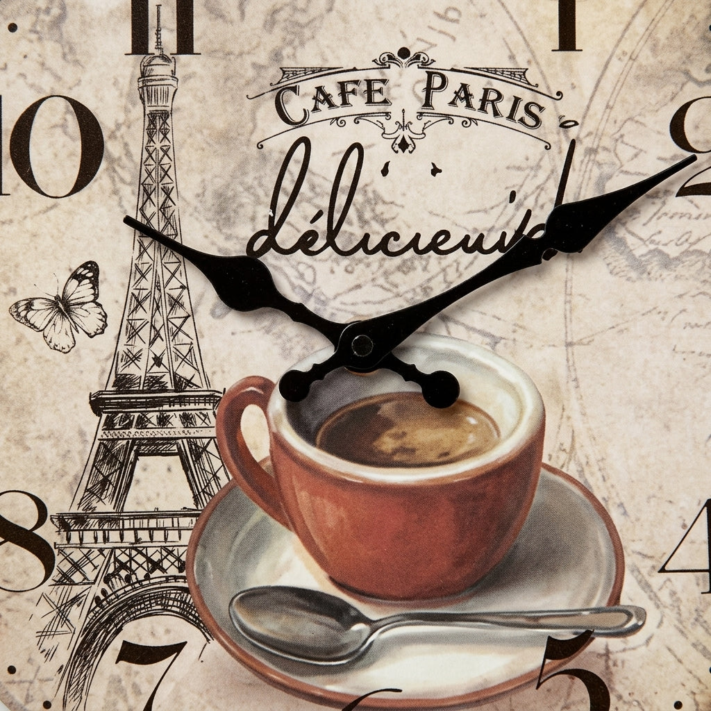 French Retro Eiffel Tower Wooden Wall Clock