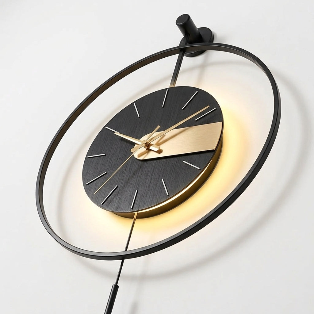 Large Modern Wall Clock LED Light Pendulum