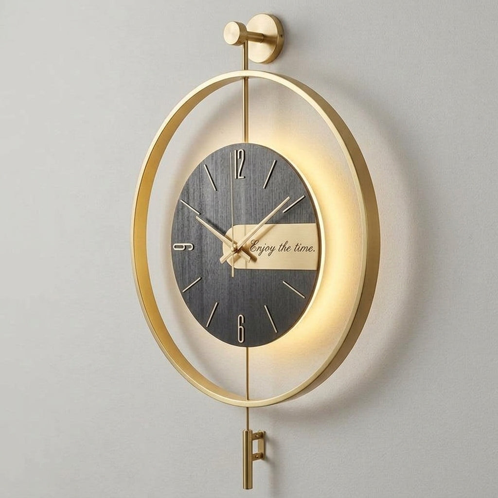 Large Modern Wall Clock LED Light Pendulum