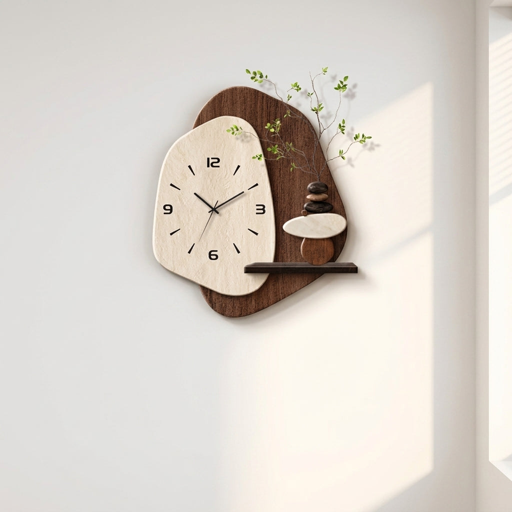 Medieval Decorative Painting Stone Texture Wall Clock