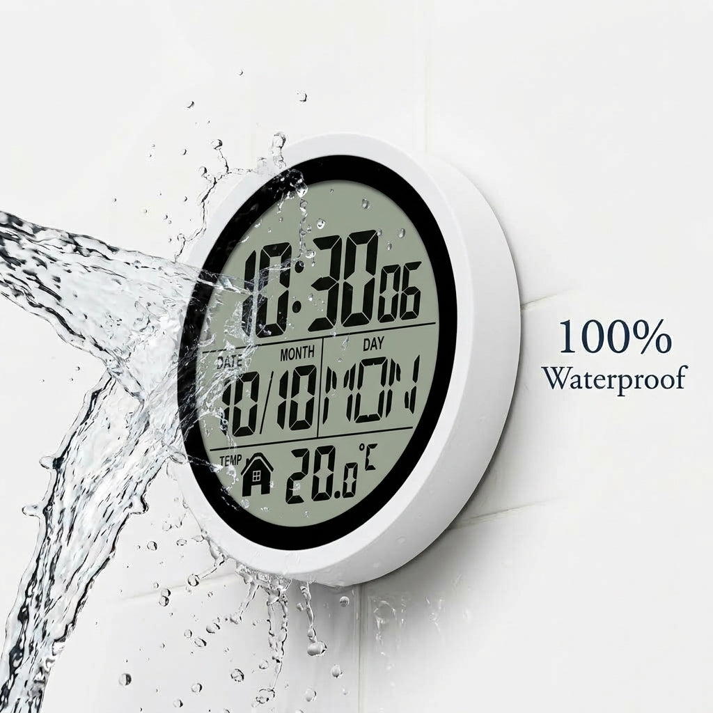 Electronic Shower Wall Clock - Waterproof