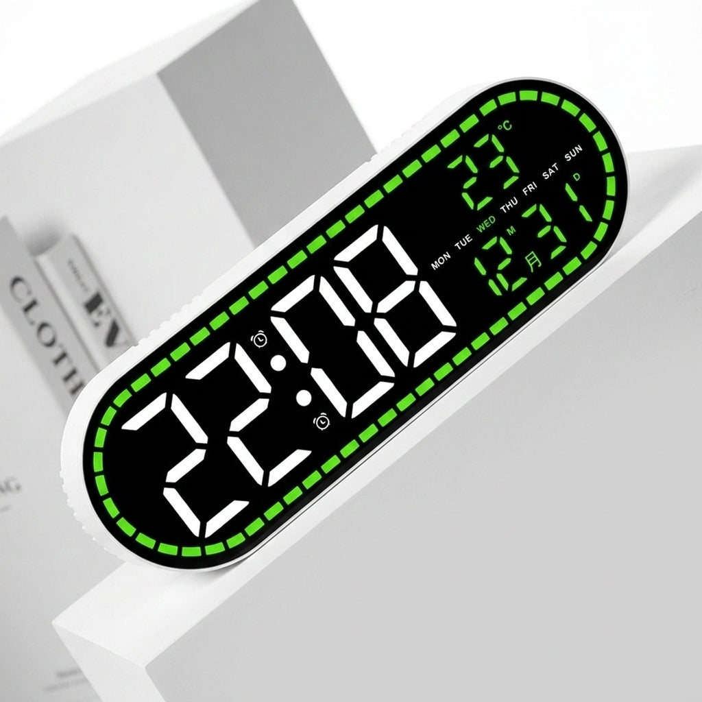 Large Digital Wall Clock LED Oval