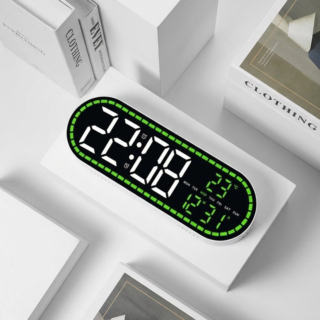 Large Digital Wall Clock LED Oval