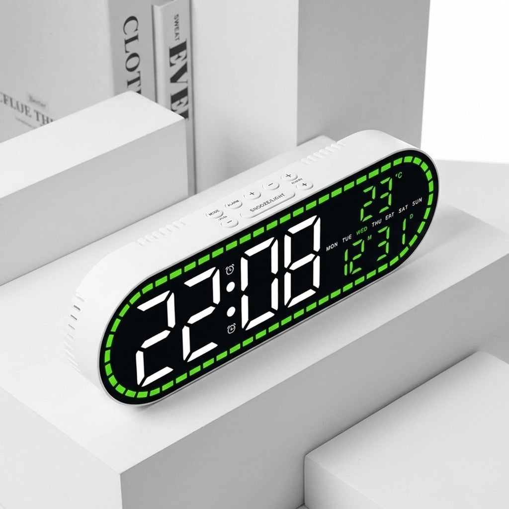 Large Digital Wall Clock LED Oval
