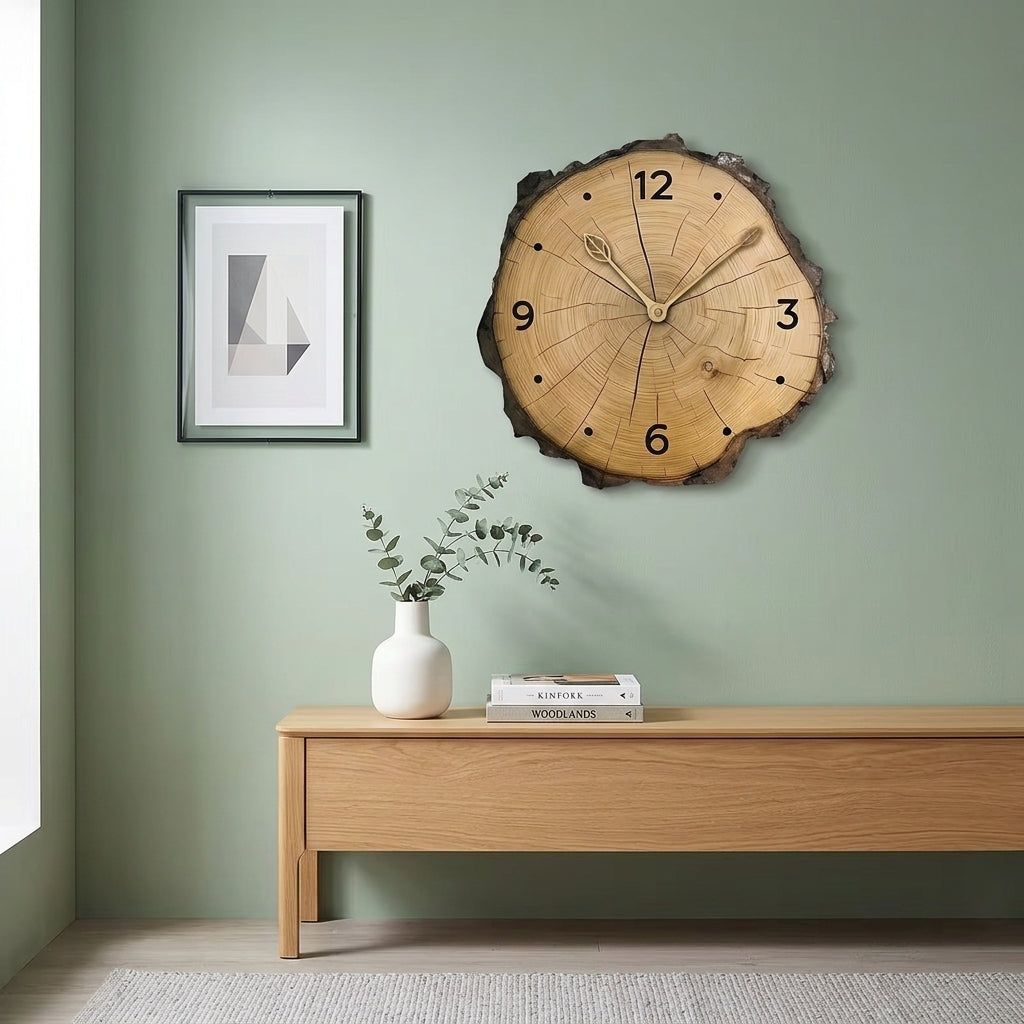 Modern Imitation Wood Annual Ring Wall Clock