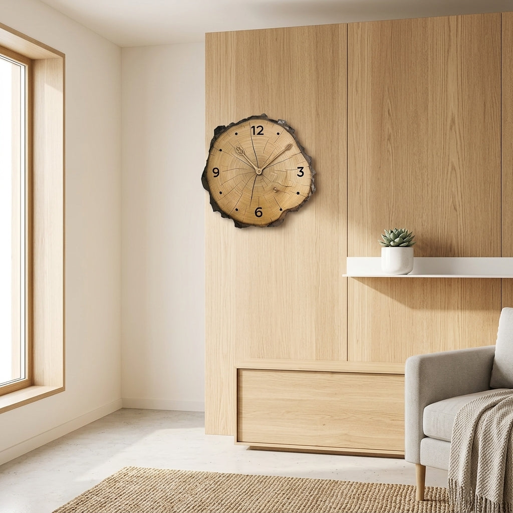 Modern Imitation Wood Annual Ring Wall Clock