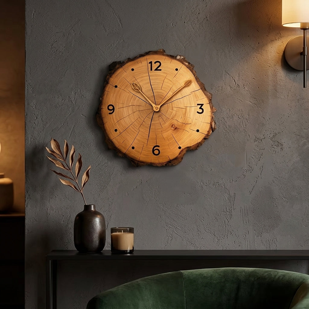 Modern Imitation Wood Annual Ring Wall Clock