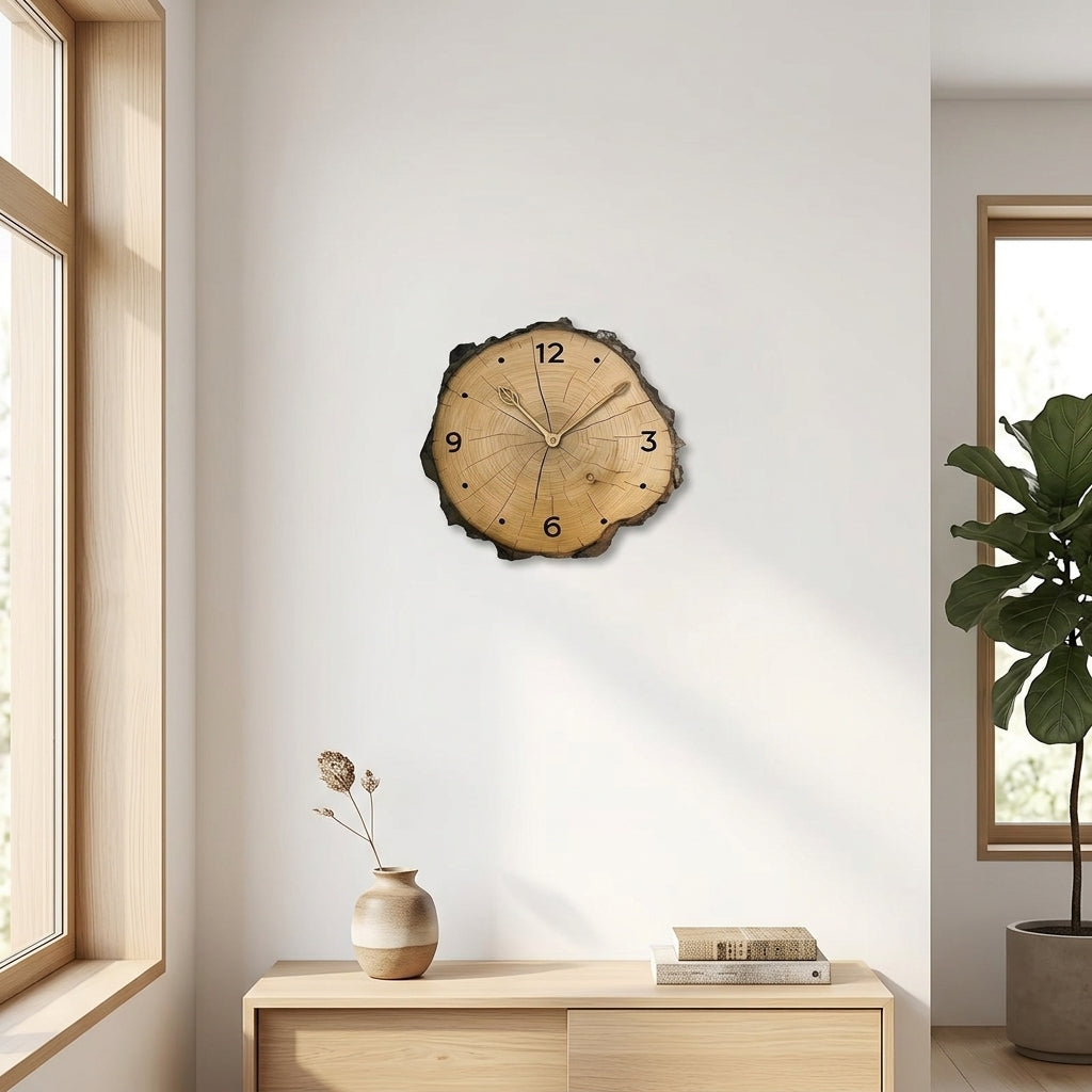 Modern Imitation Wood Annual Ring Wall Clock