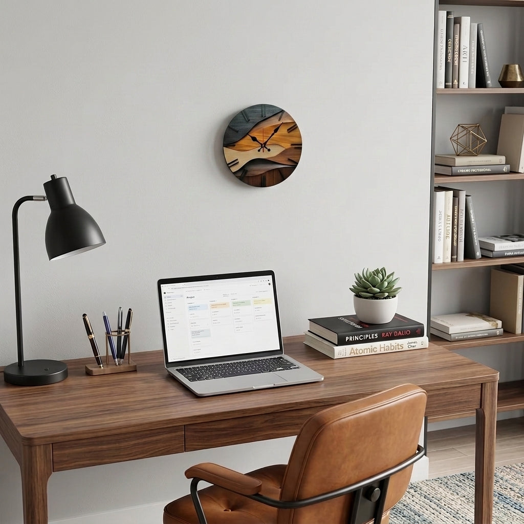 Nordic Minimalist Round Wall Clock – Silent Sweep Quartz
