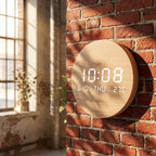 LED Digital Wooden Wall Clock - Solid Wood Color