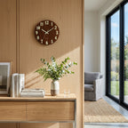 Luminous Brief Wooden Wall Clock - Dark Brown