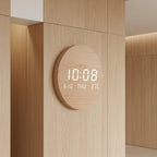 LED Digital Wooden Wall Clock - Solid Wood Color