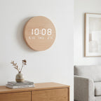 LED Digital Wooden Wall Clock - Solid Wood Color